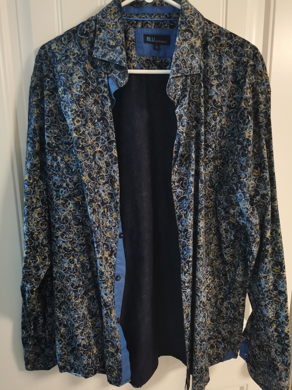 Men's Blue Patterned Dress Shirt